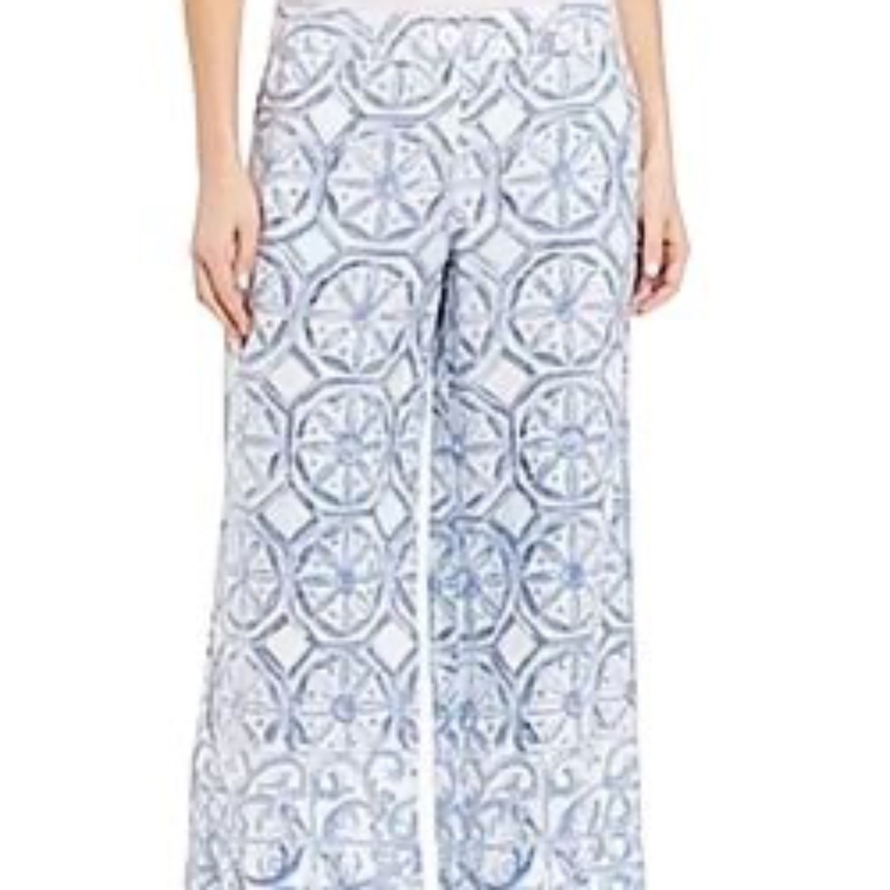 EUC Tommy Bahama Wide Leg Linen Easy Pants Geo Print Size 4